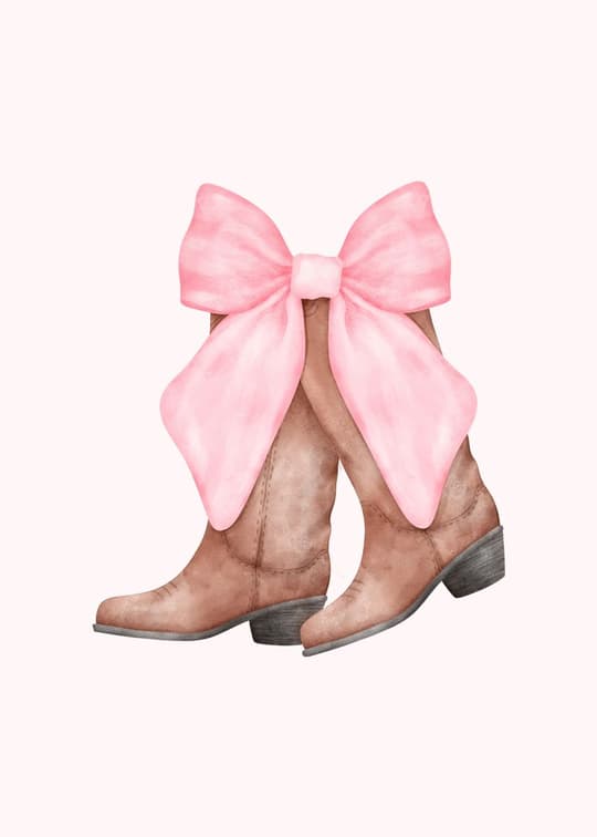 Cowboy Boots with Pink Bow