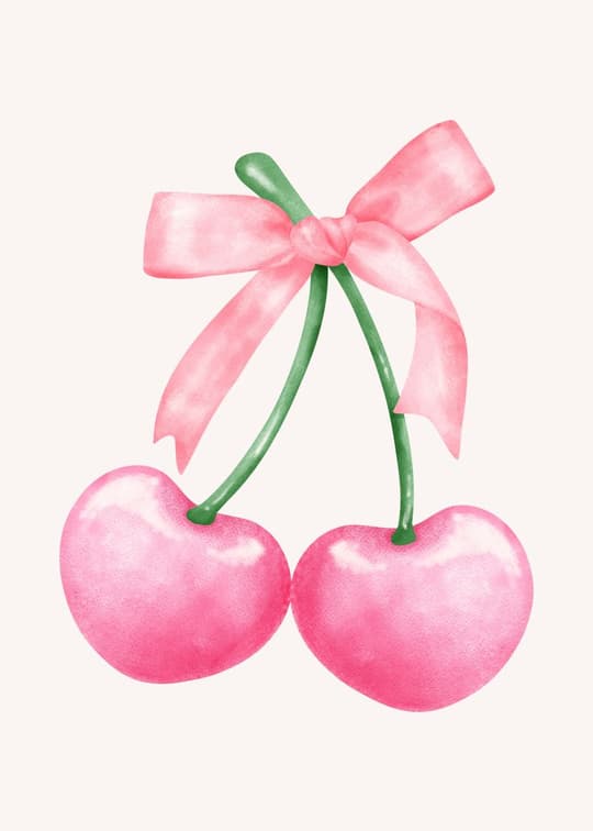 Cherry Hearts with Pink Bow