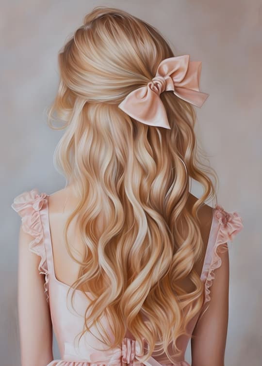 Golden Hair with Pink Bow