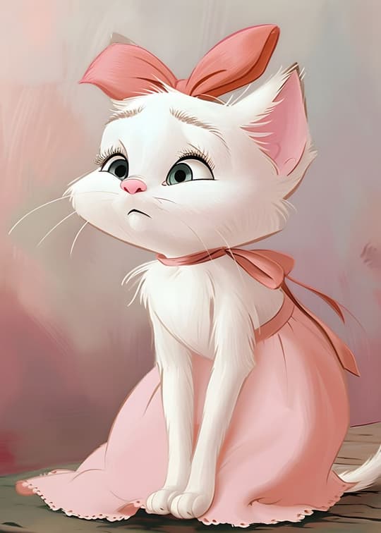 Elegant White Kitten in Pink Bow