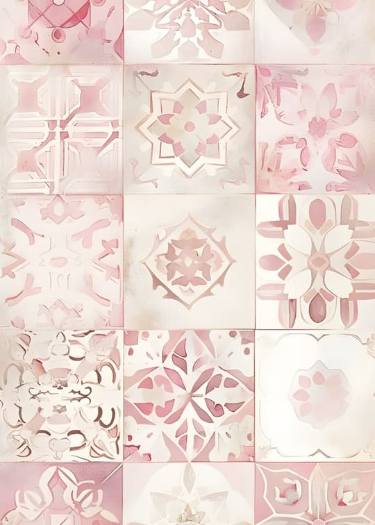 Pink Geometric Tile Composition