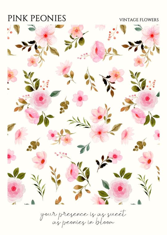 Pink Peonies Vintage Flowers