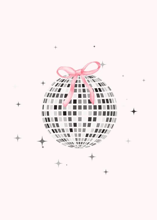 Disco Ball with Pink Bow