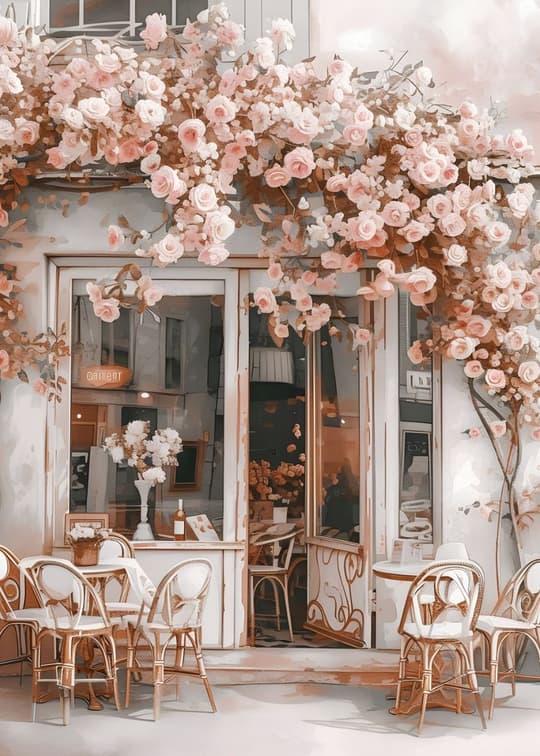 Rose-Draped Parisian Café