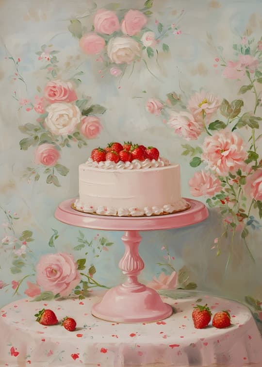 Strawberry Cake with Roses