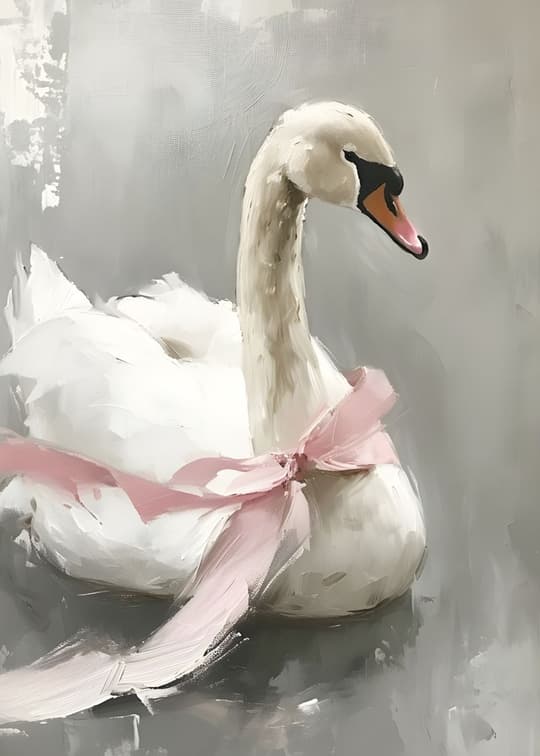 Swan in Pink Ribbon