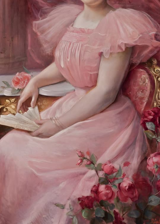 Woman in Pink with Roses