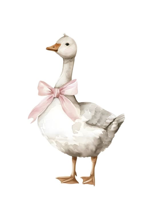 Elegant Goose with Pink Bow
