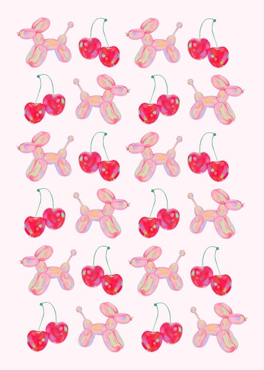 Cherry & Balloon Dog Pattern