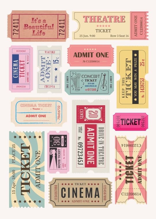 Vintage Admit One Tickets