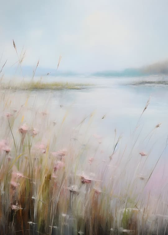 Misty Lakeside Meadow