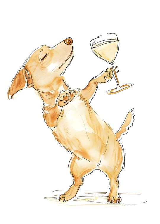 Dog with Wine Glass