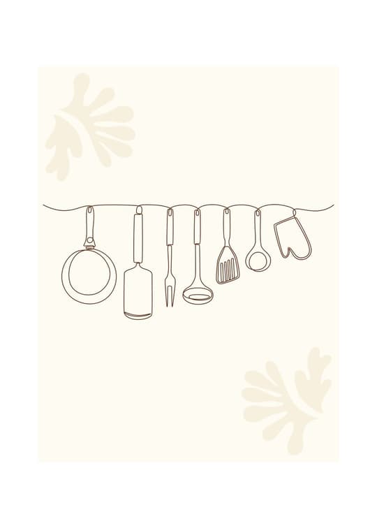Kitchen Tools Line Art