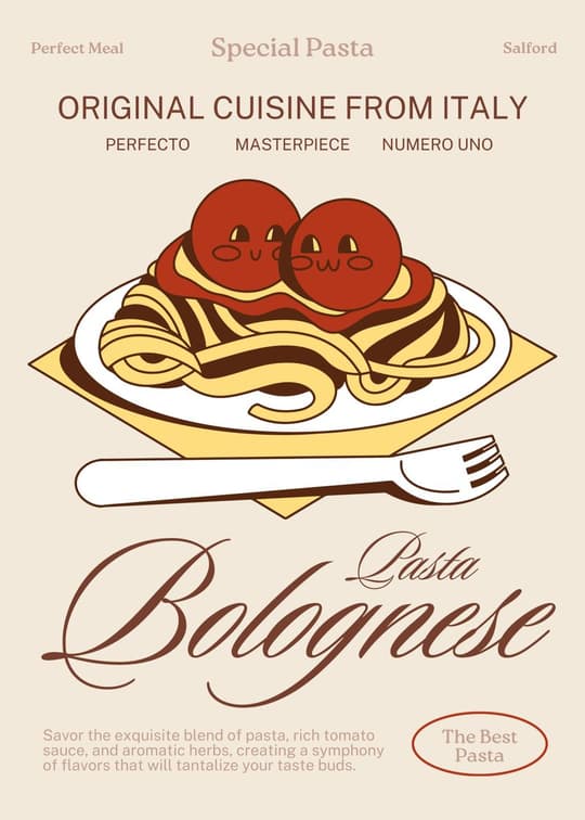 Pasta Bolognese Vintage Poster