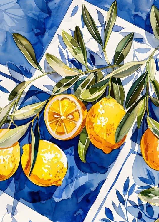 Lemons on Blue