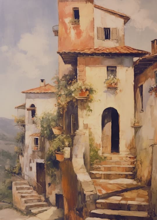 Tuscan Villa Courtyard