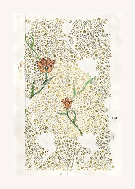 Floral Wallpaper Design with Tulips