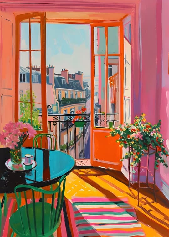 Parisian Terrace at Sunset