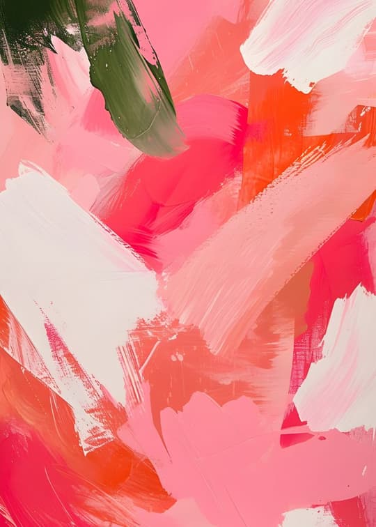 Coral & Green Abstract Brushstrokes