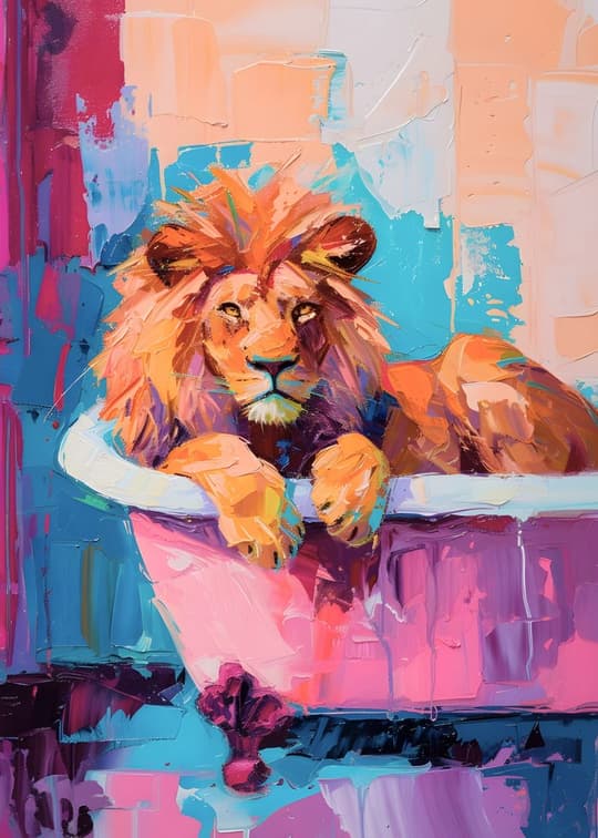 Colorful Lion Portrait