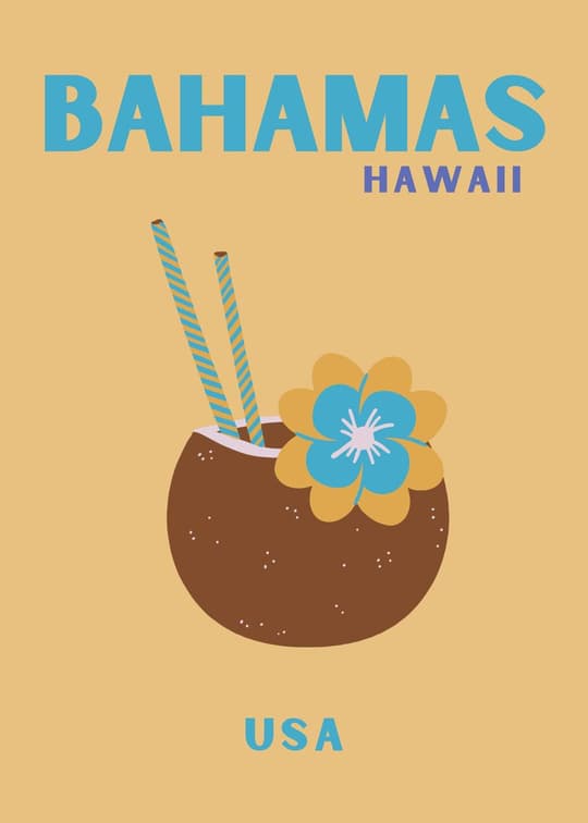 Bahamas Hawaii Vintage Poster
