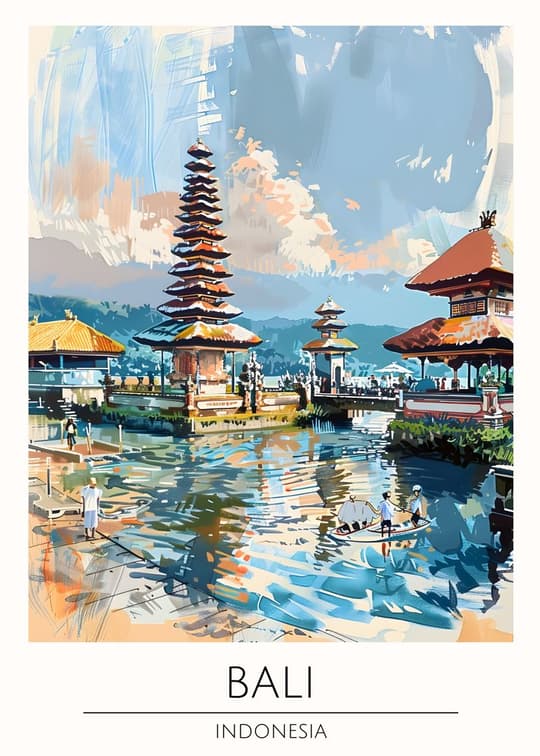 Bali Temple Lake Scene