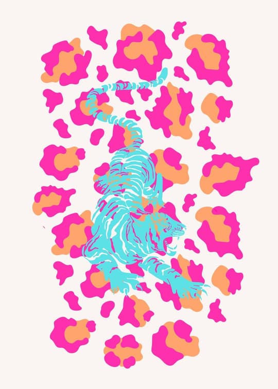 Electric Deer Among Blooms