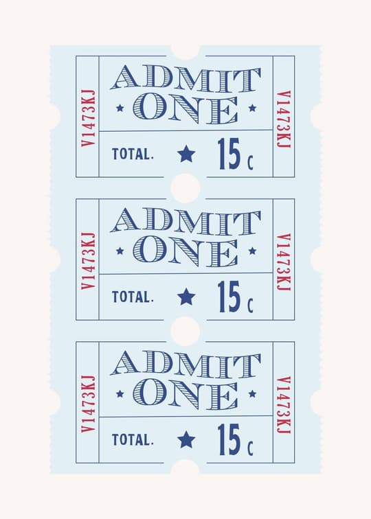Vintage Admit One Tickets