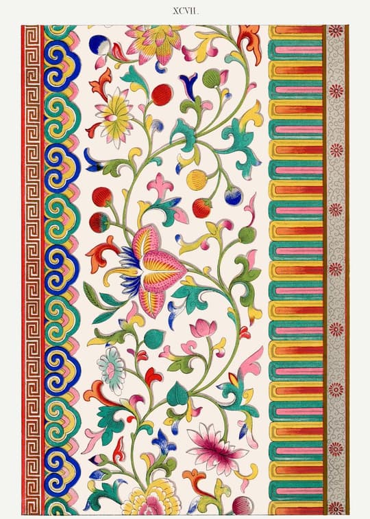 Ornate Botanical Scrollwork Panel