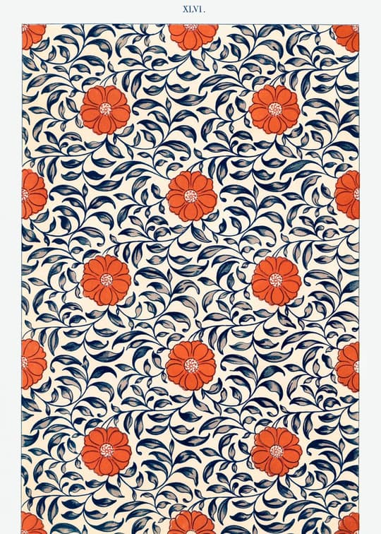 Orange Floral Leaf Pattern