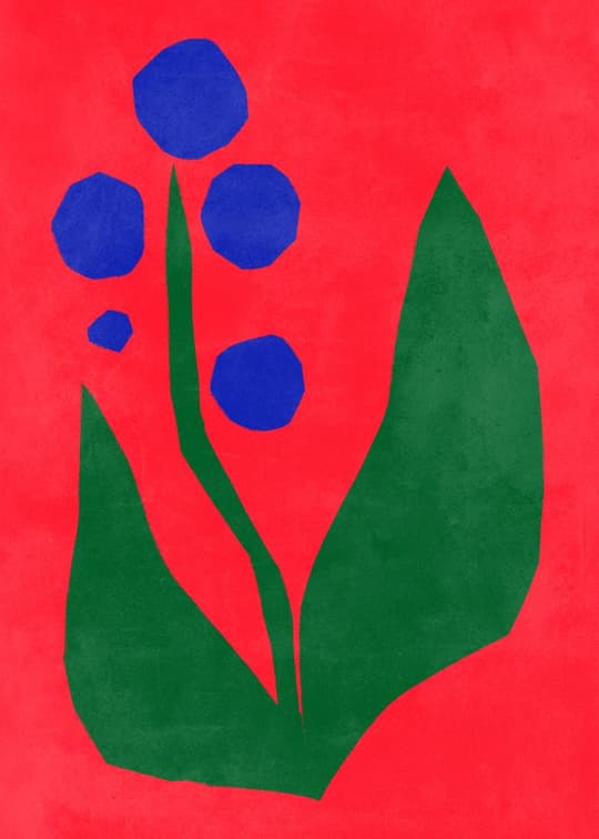 Blue Flowers on Red