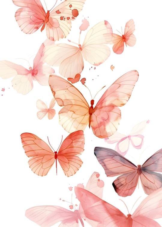 Watercolor Butterflies in Flight