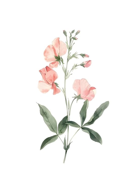 Pink Sweet Pea Botanical