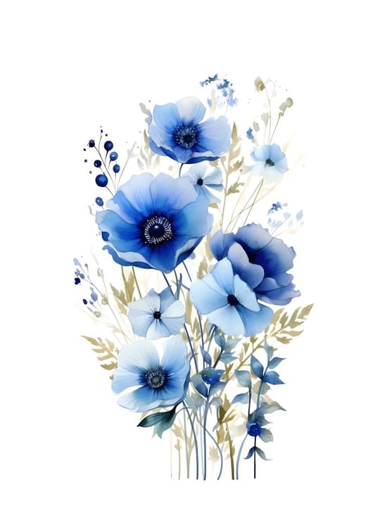 Blue Anemones Botanical