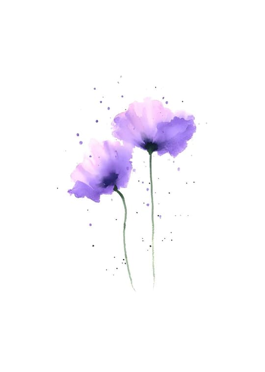 Purple Watercolor Poppies