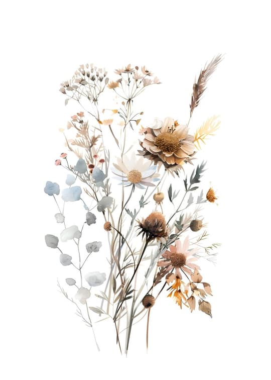Dried Wildflower Botanical Study