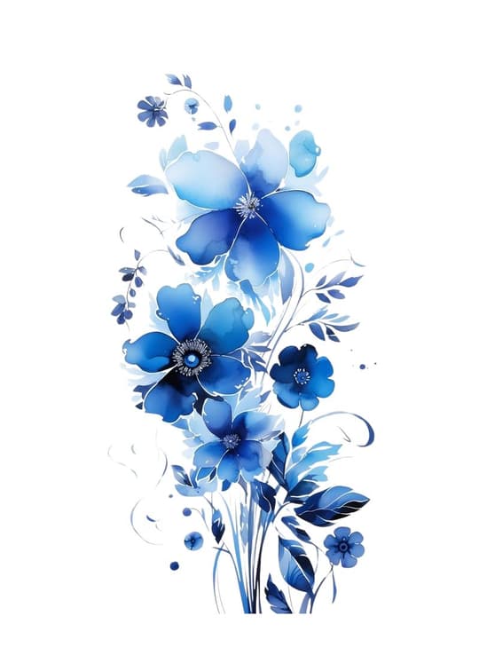 Blue Floral Cascade