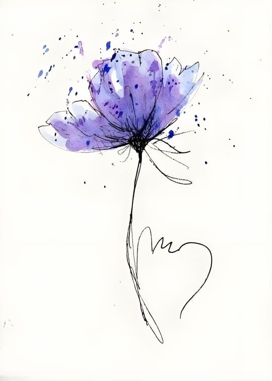 Purple Bloom with Heart