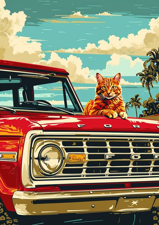 Retro Cat & Vintage Truck