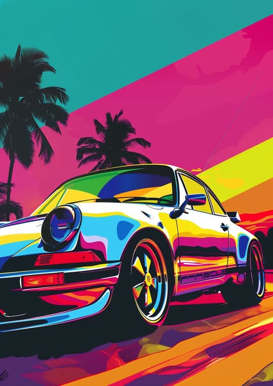 Neon Retro Sports Car
