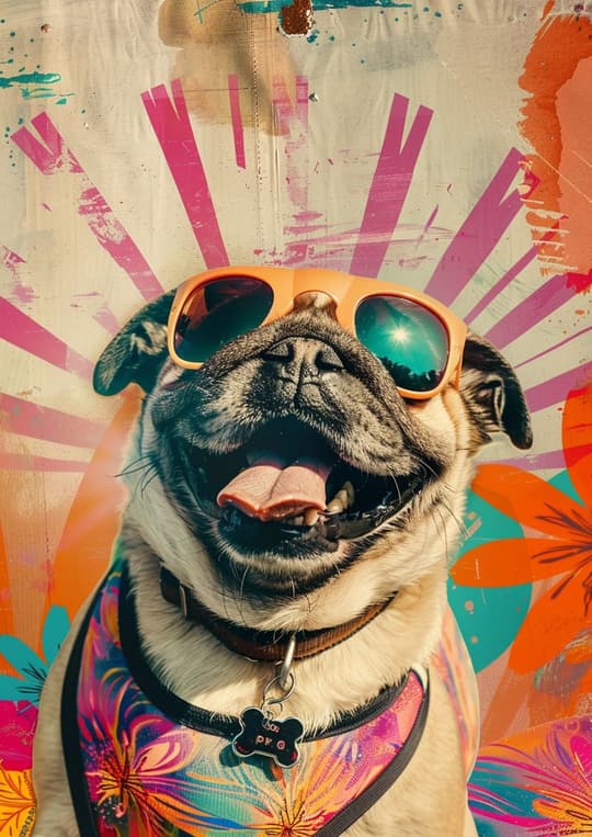 Cool Pug with Sunglasses