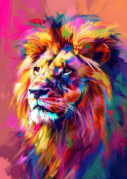 Vibrant Lion Portrait