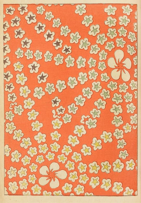Scattered Flowers on Orange