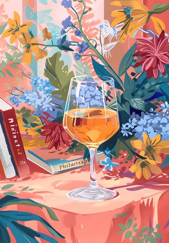Wine & Florals Still Life