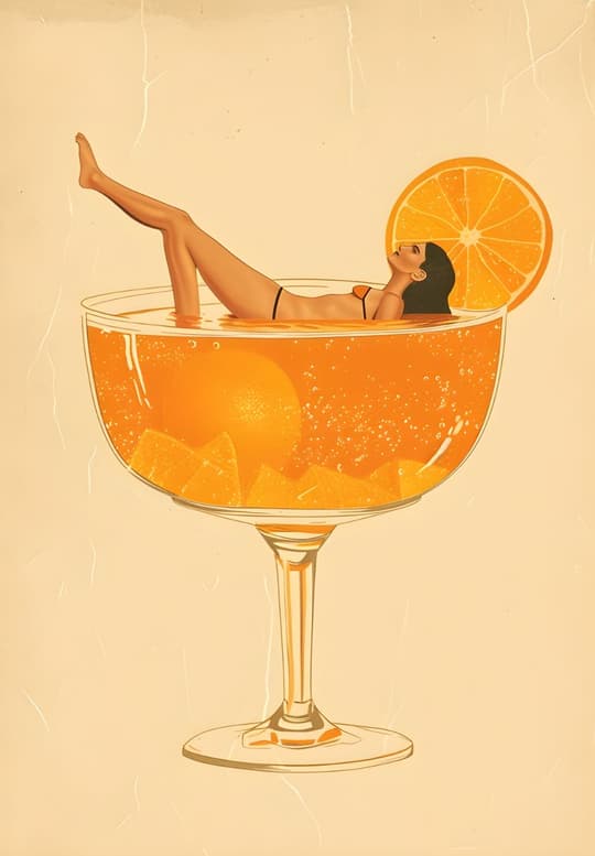 Retro Citrus Cocktail Girl