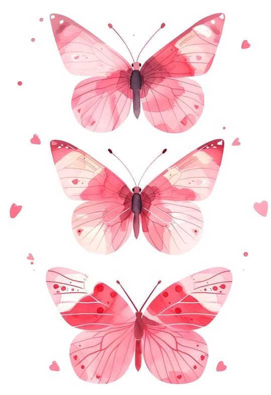 Pink Butterflies with Hearts