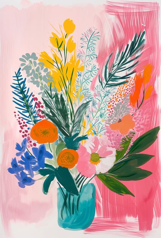 Vibrant Bouquet in Turquoise Vase
