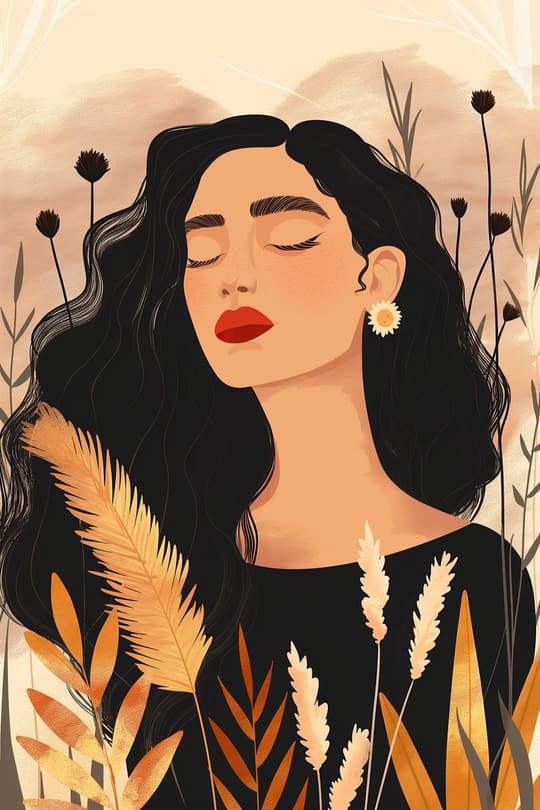 Woman in Autumn Garden