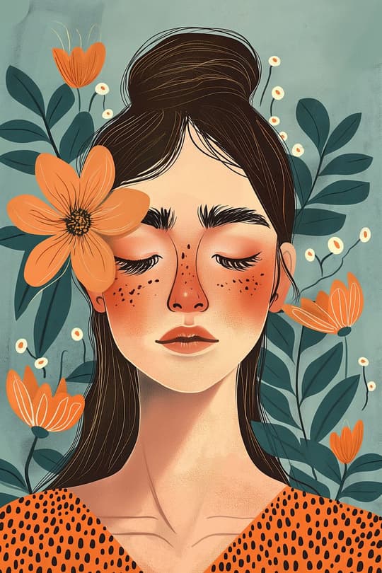 Garden Girl with Orange Flowers