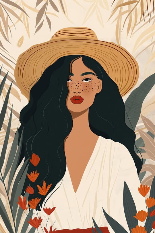 Tropical Woman with Hat